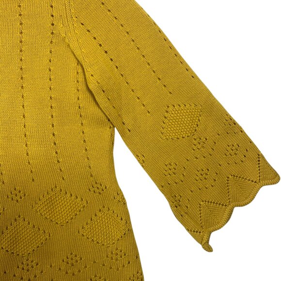 bell sleeve round neck long sleeve knit sweater yellow mustard Allison Sheri - Picture 12 of 12